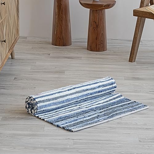 Tapete Bohemio Reversible de Algodón Reciclado 81x51 cm Azul miniatura 2