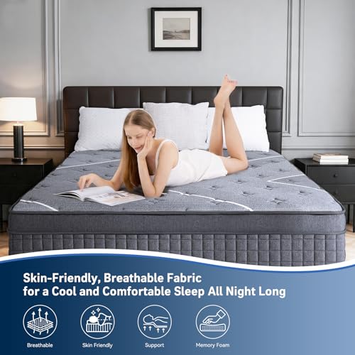 Image of Queen Mattress 10 Inch, Luxury Hotel-Level Hybrid Mattress in a Box, Cooling Gel Memory Foam & Upgraded Pocket Springs, Enhanced Back & Lumbar Hip Support, Back Pain Relief,Medium Firm,365-Night Trial