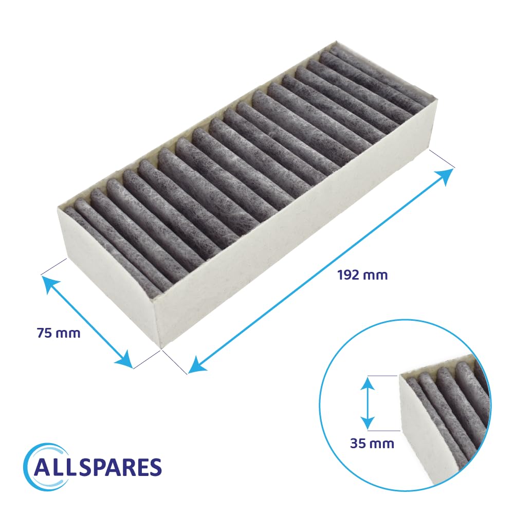 AllSpares CleanAir Plus - Filtro de carbón activo para campanas extractoras (4 unidades, para Bosch Neff Gaggenau 17007505 y Siemens HZ9VRCR1 (192 x 75 x 35 mm)