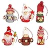 6 piece set knitted christmas tree hanging dolls wood knit decoration ornaments  urban country home decor