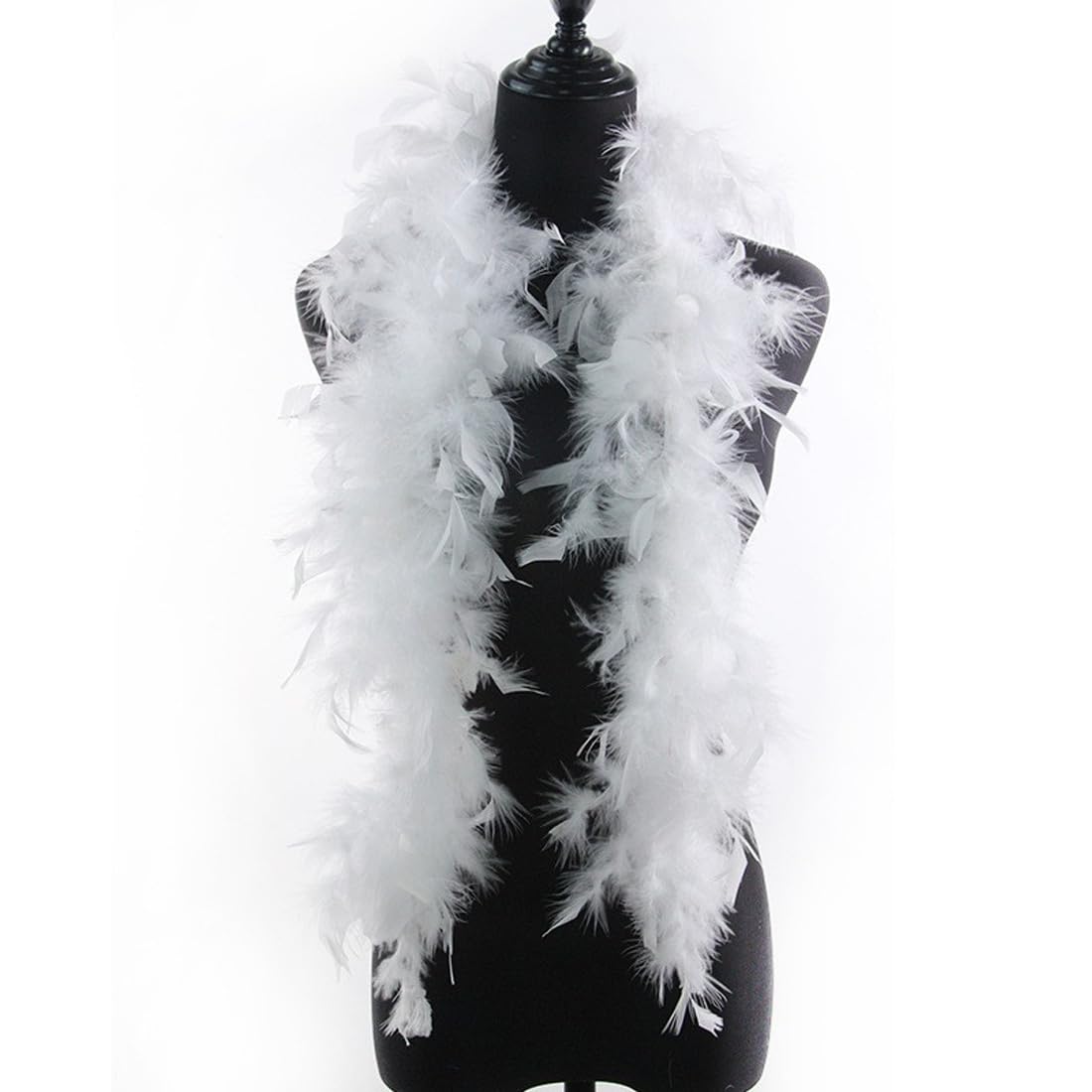 Boas de déguisement pour enfants,Écharpe en plumes de 2 m, écharpe en plumes moelleuses, adaptée aux accessoires de costume de bal, de mariage, de Noël, d'Halloween, de carnaval (blanc)