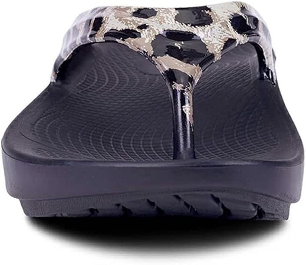 OOFOS Women's OOlala Limited Sport Sandal, cheetah, 25.0 cm