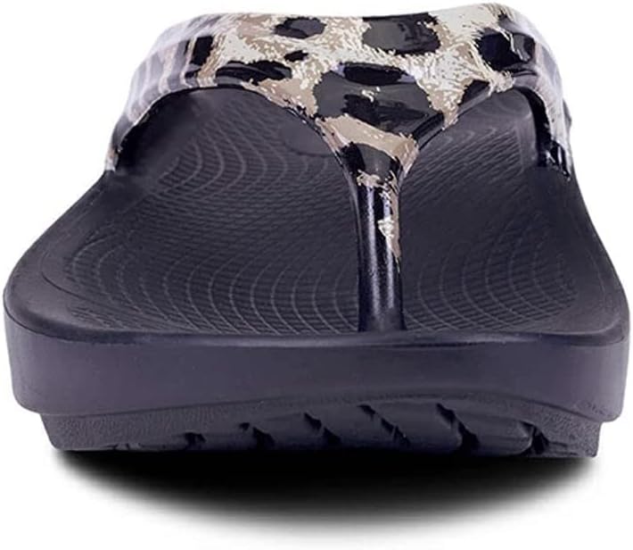 OOFOS Women's OOlala Limited Sport Sandal, cheetah, 25.0 cm
