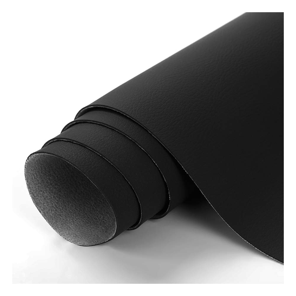 Tissu en similicuir lisse noir 1.38x3m pour loisirs créatifs