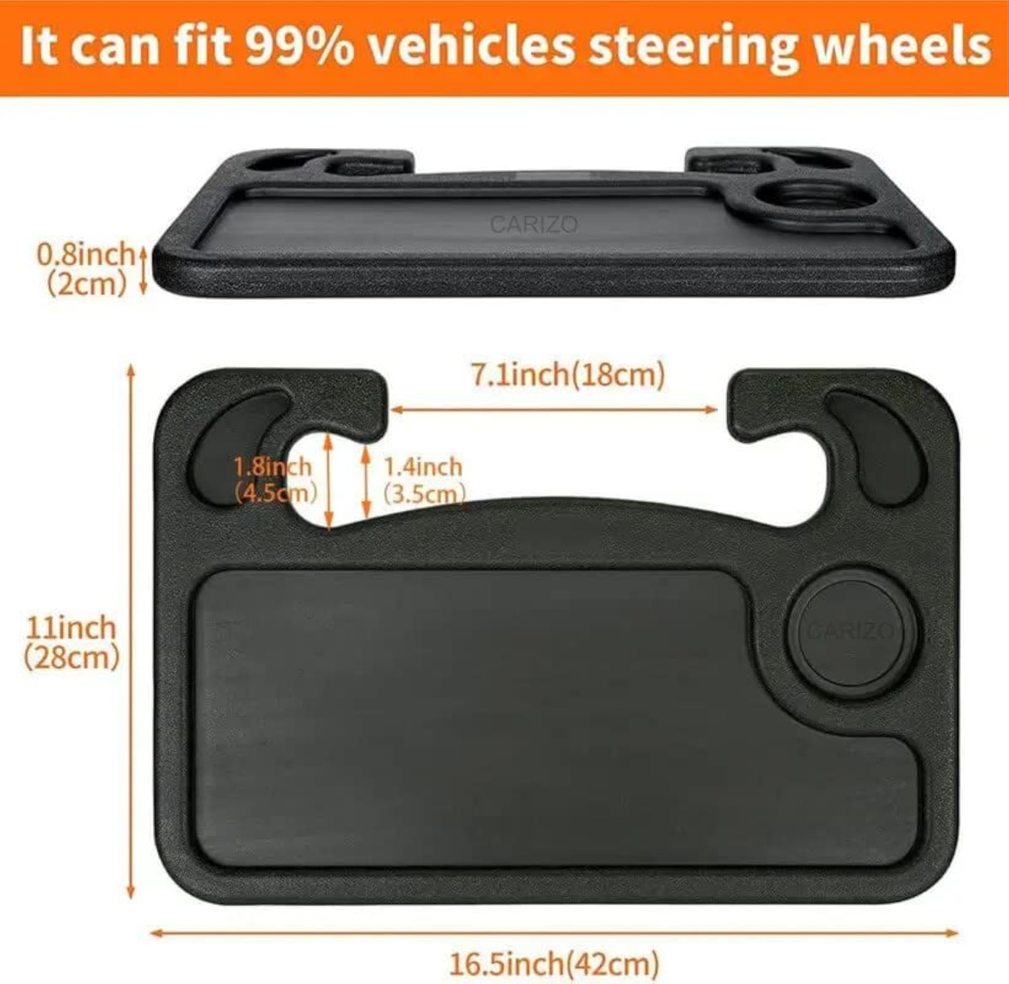 Multifunction Wheel Tray Car Steering Wheel Desk, Black