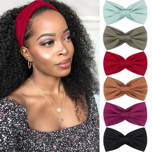 Image of Kachanaa 6 Packs New Wide Headbands for Women's Hair,Non-Slip Soft Elastic Bandeau Hair Bands Makeup Yoga Workout Running Sweat Hair Wraps Fashion Hair Accessories