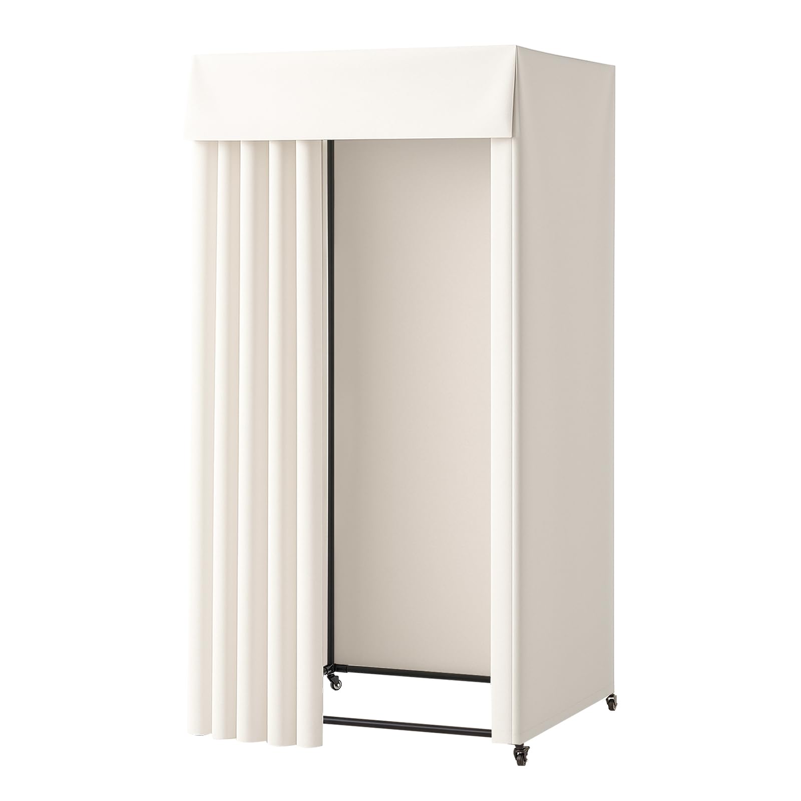 VEVOR Umkleidekabine rollbarer Umkleideraum mit dicken Vorhängen, Sichtschutz mit stabilem Metallhaken, für Boutiquen Einkaufszentren Schneidereien 99 x 99 x 204,5 cm (schwarz & Beige)