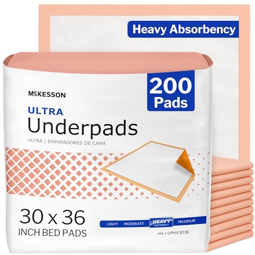McKesson Underpads Bed Pads, Heavy Absorbency, 30 x 36 in, 200 ct