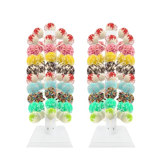 LONG TAO 2Pcs Cake Pop Stand 60 Hole Candy Display Lollipop Tree Stands