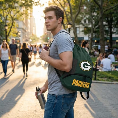 Image of NFL Green Bay Packers Cinch Bag - Standard Logo Drawstring Backpack