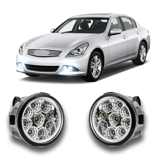 Qobsos LED Fog Light for Infiniti G25 2011-2012 - Pair Bumper Driving Lamp Replacement Assemblies, 55W 6000K White, Plug and Play, Pack of 2