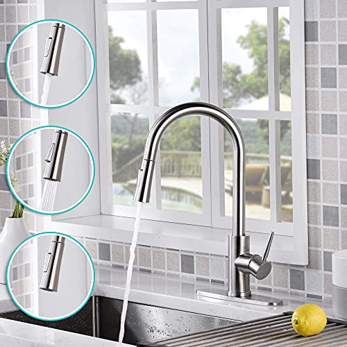 Amazing Force Touchless Kitchen Faucet With 2 Modes Pull Down Sprayer, Single Handle Automatic Motion Sensor Kitchen Sink Faucet With Fingerprints Resistant, Chrome 1.8 Gpm #TOP19