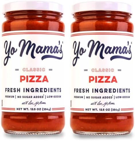 Yo Mama’s Foods Keto Classic Pizza Sauce by – Pack of (2) - No Sugar Added, Low Carb, Vegan, Gluten Free, Paleo Friendly, and Made with Fresh Non-GMO Tomatoes!
