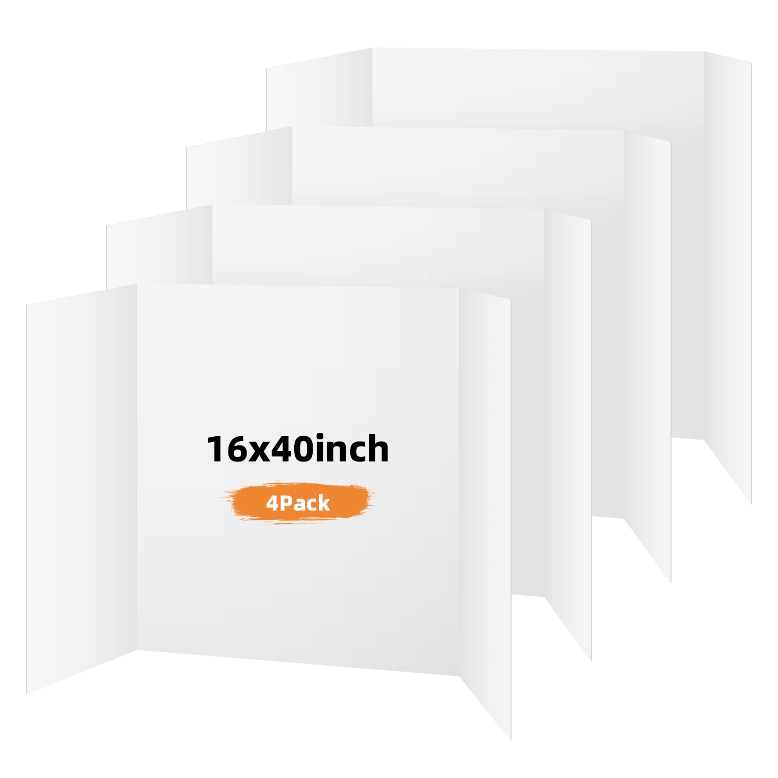 4 Pack Trifold Poster Board, 16x40 White Presentation Display Board