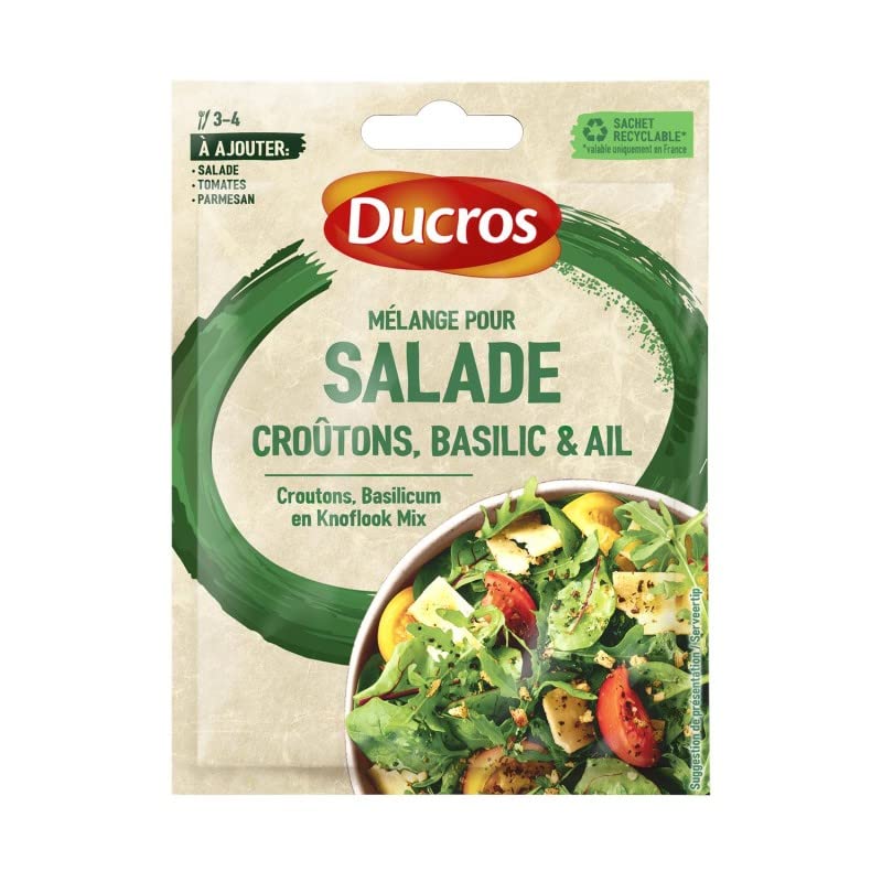 Croûtons Ducros au Basilic et Ail - 18g - Savoureux et Croustillants - Idéal pour Salades et Soupes - Le Lot De 4