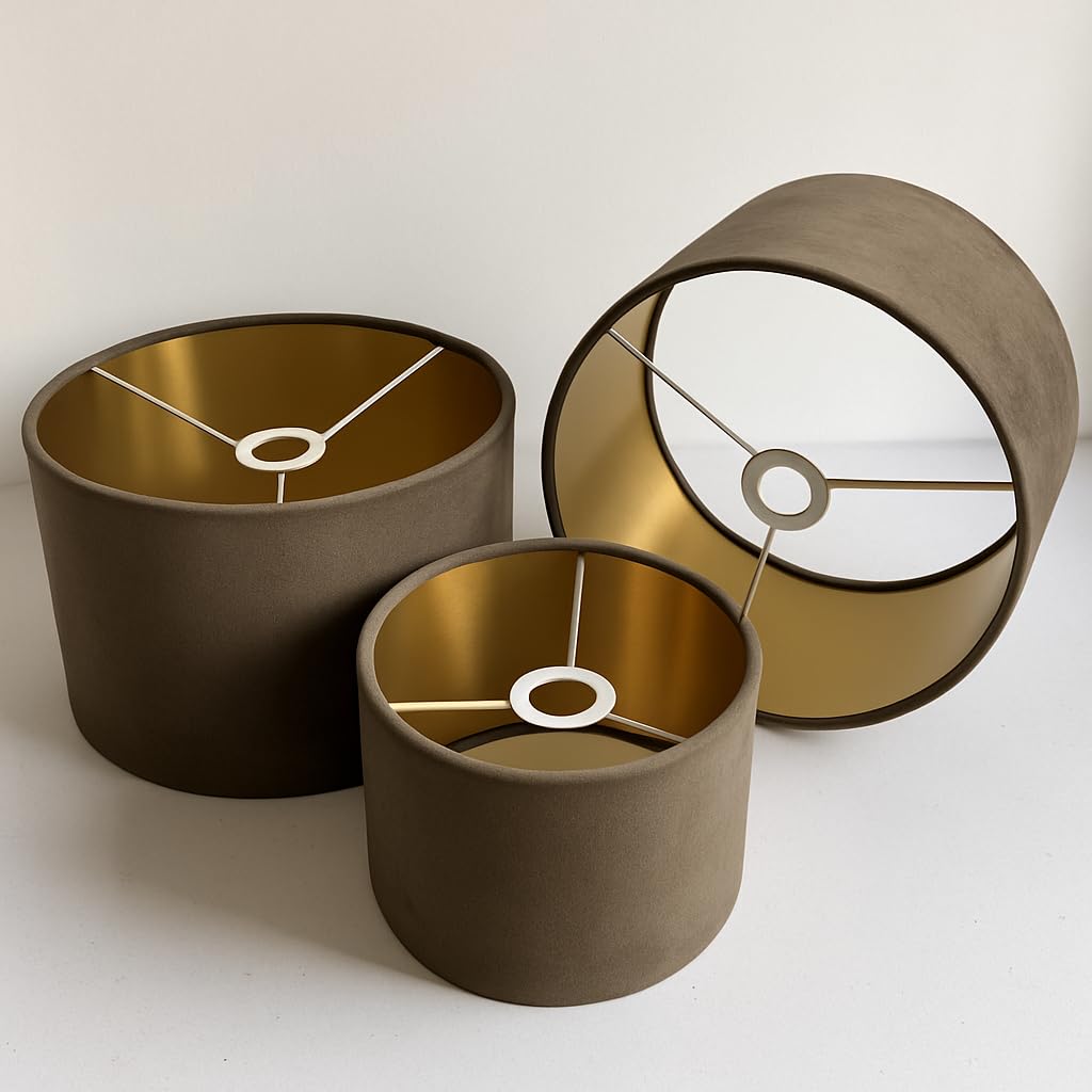 Plush Velvet Lampshade for Ceiling Shade, Table, Floor Lampshade with Brushed Gold Lining Handmade in The UK. (Mustard, Diameter 45 x 24cm Height) - 3