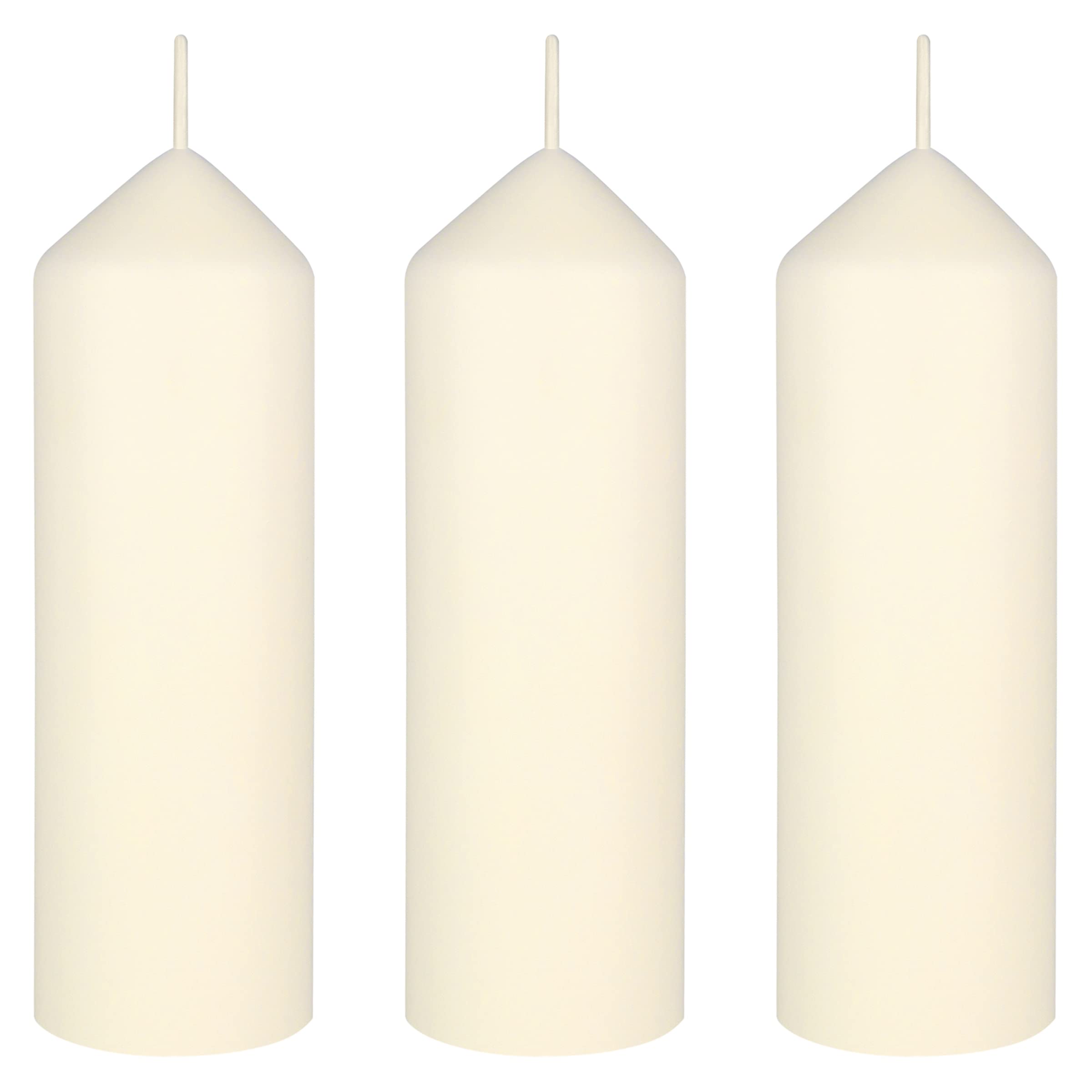 Mega Candles 3 pcs Unscented Ivory Dome Top Pillar Candle, Economical One Time Use Event Wax Candles 2 Inch x 6 Inch, Wedding Receptions, Birthdays, Party, Celebrations, Florists, Churches & More