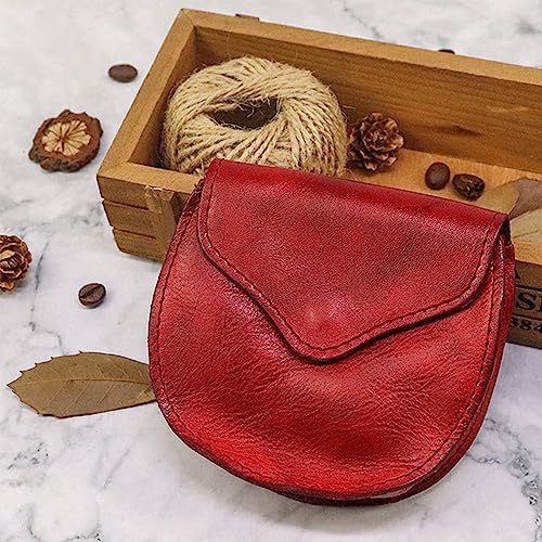 1PCS Leather Coin Purse for Women Coin Purse for Men Push Button Small Coin Purse Change Purse for Women Can Hold Cards, Coins, Folded Bills (Red)3