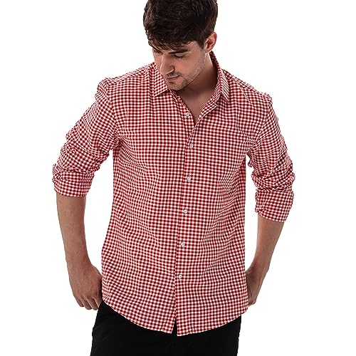 Manwan walk Men's Plaid Button Down Shirts Regular Fit Long Sleeve Casual Business Shirts2