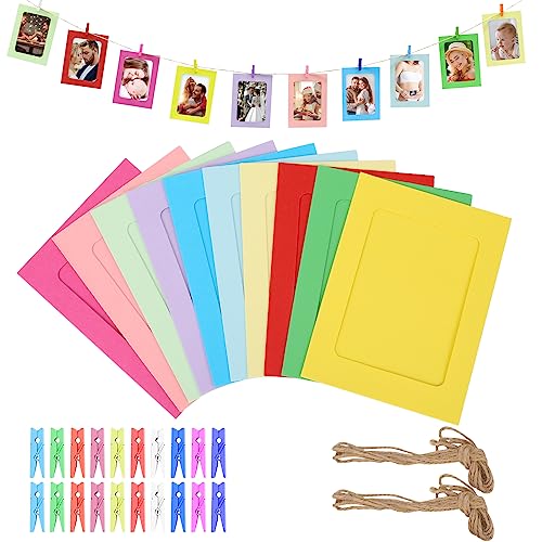 20 Stück Braun Papier Fotorahmen 11,5x15cm - DIY Deko Mit Hanfseil