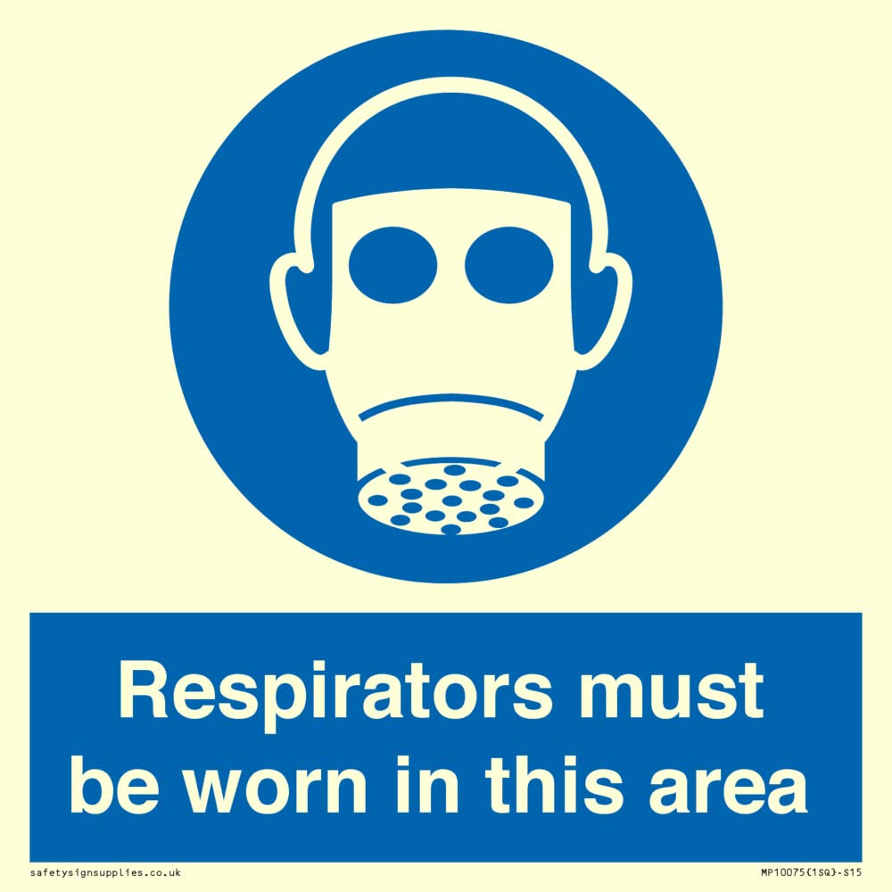 Respirators must be worn in this area Sign - 150x150mm - S15
