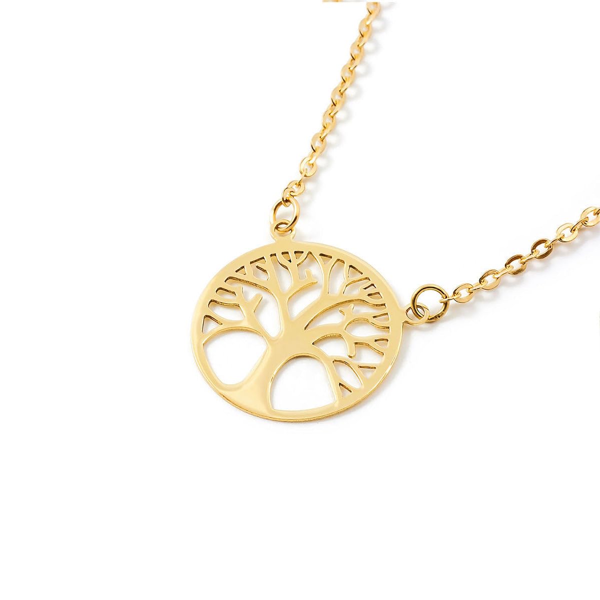 Monde Petit Damen Halskette 9K Gelbgold leuchtendem Lebensbaum-Anhänger 40 cm - Garantiezertifikat - 1381