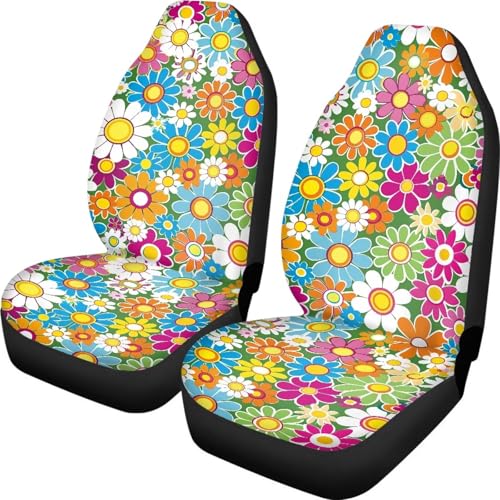 Couvre-siège de voiture fleurs de marguerite avec finitions soignées pour SUV
