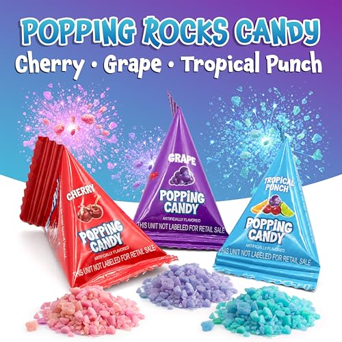 Popping Candy, Popping Rocks Pouches, Fruit Flavors - 40 Count Bag | Tropical Punch, Grape, Cherry, Candy for Goodie Bags, Halloween Candy - image 4