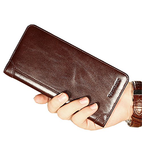 Genuine Italian Leather Handbag Organizer Card Case Long Bifold Wallet2