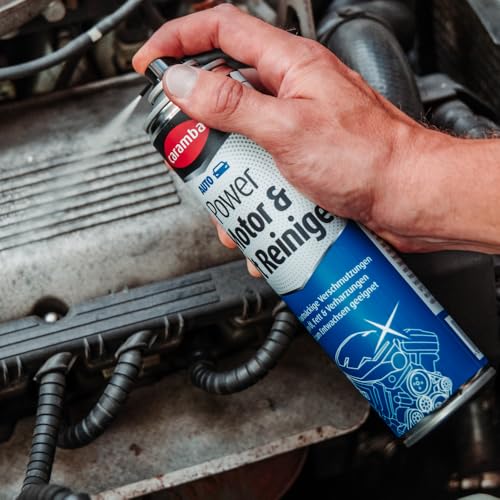 Caramba Power Motor & Kalt Reiniger, Entfernt Schmutz, Ölflecken und Fett, Reinigungs-Spray für Autos, Maschinenteile und Aggregate, 400 ml