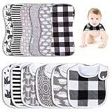 Burp Cloths and Baby Bibs Sets Super Soft and Absorbent Unisex Cotton Adjustable Burping Rags Set fo