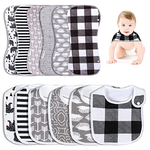 Burp Cloths And Baby Bibs Sets Super Soft And Absorbent Unisex Cotton Adjustable Burping Rags Set For Baby Boys & Girls Newborn #TOP7