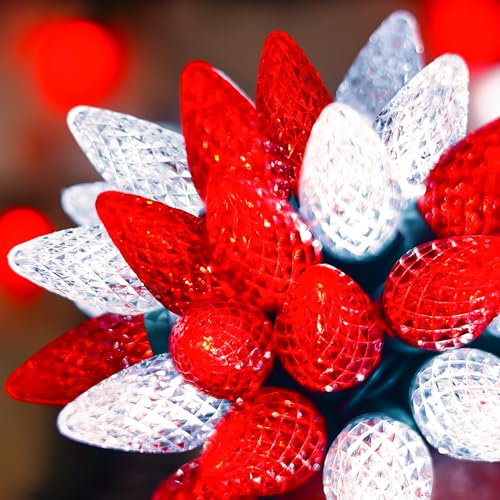 HAYATA Guirnalda de luces LED de 50 luces rojo y blanco