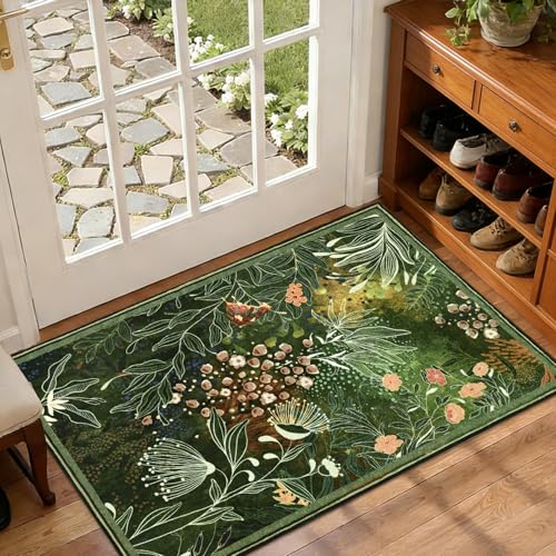 Tapete decorativo vintage verde oscuro 2x3 lavado