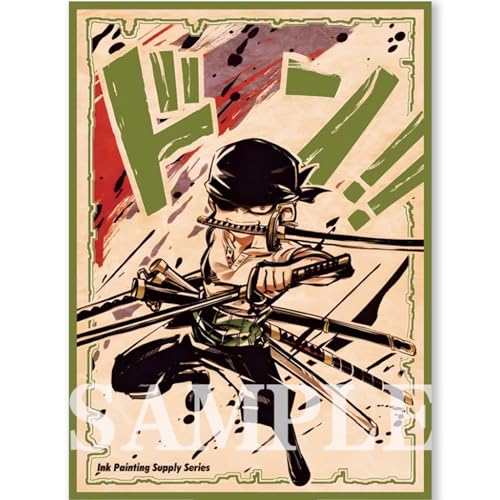 60ct 67x92mm Ink Holographic Flashing Top Loading Trading Card Sleeves Deck Protector for MTG/TCG/PTCG Art Anime Printing Card Sleeves Protectors (Roronoa Zoro)