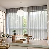 Beydodo Cortinas Semitranslucidas Ventana 107cm,Cortinas de Salón Onda Jacquard...