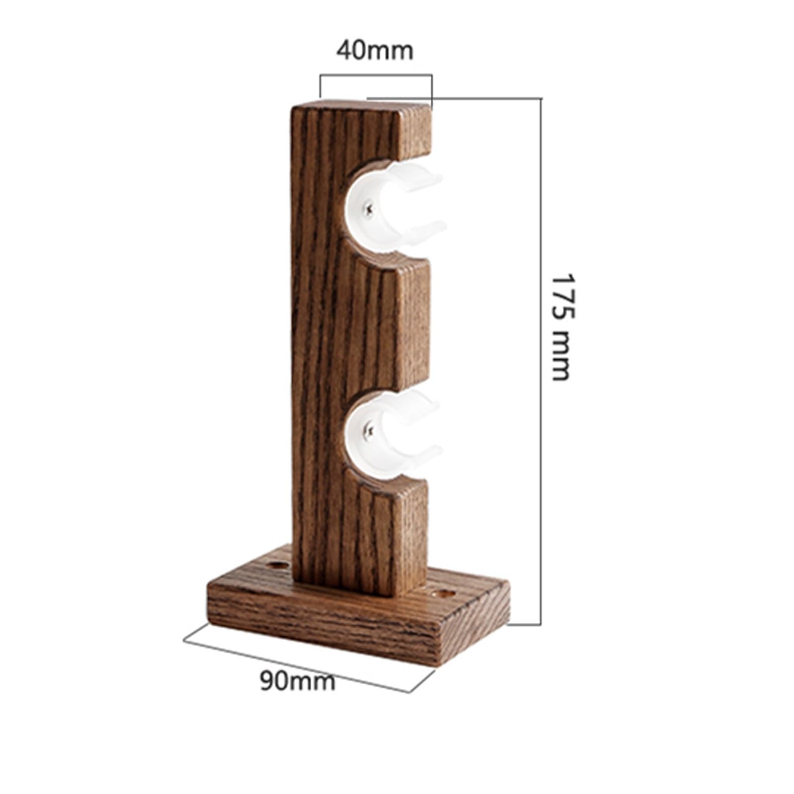 Tringle à rideaux double en bois de noyer massif de 100,1 cm pour extérieur, chambre à coucher, cuisine et salon, décoration élégante de style romain