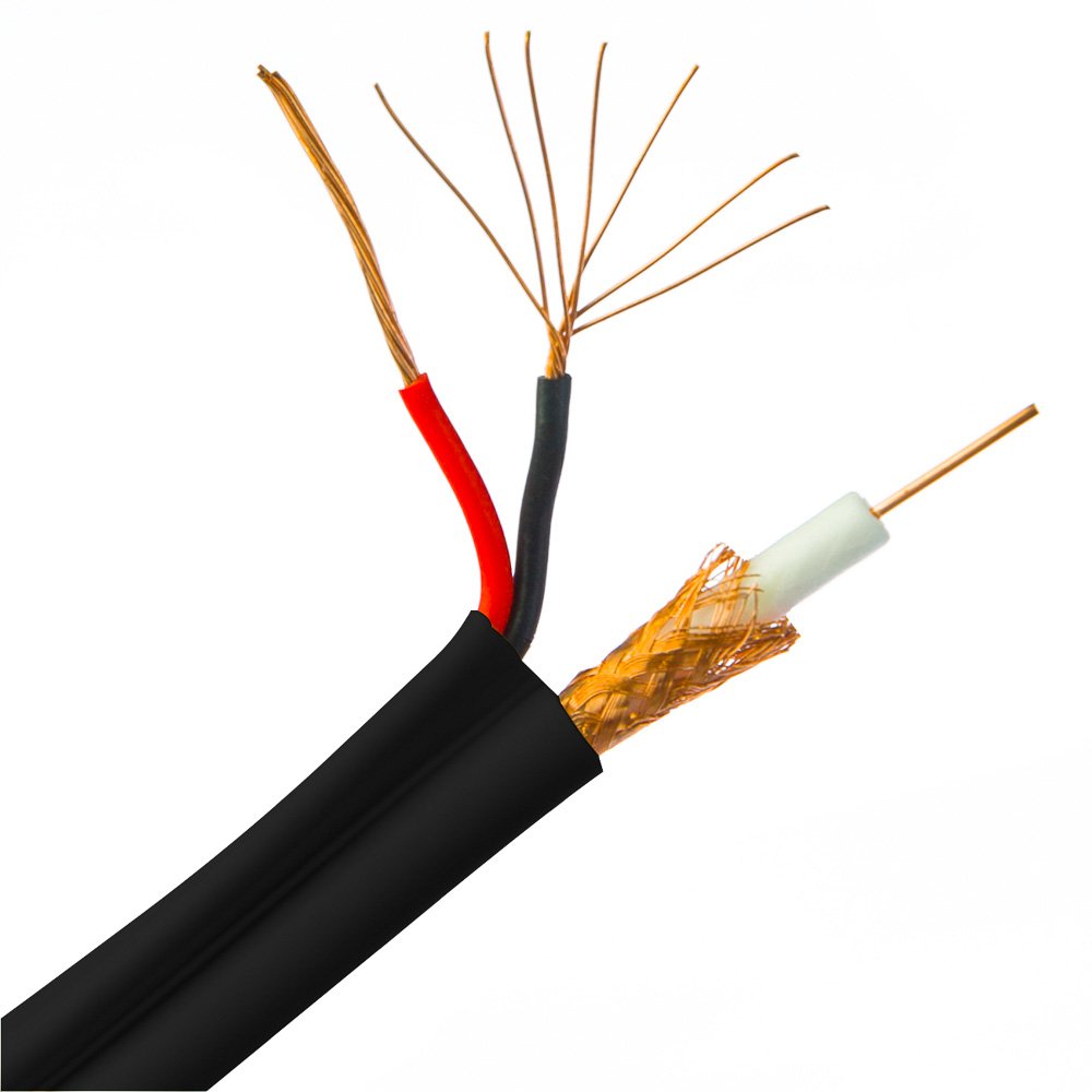 ACL 1000 Feet 18 AWG/2 Conductor RG6 Siamese Coaxial/Power Cable Spool, Solid Core (Copper), 95% Bra