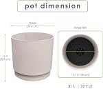Tierra Verde Jardinière moderne auto-arrosante en plastique recyclé de 15" L x 15" H - Blanc coquille d'œuf, Intérieur/Extérieur