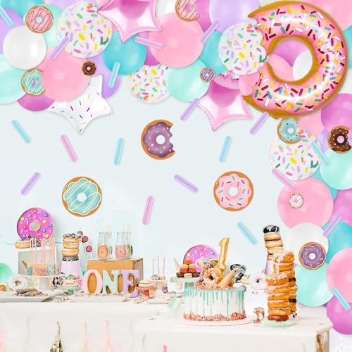 image for Levfla 100 PCS Donut Balloons Garland Pastel Decoration Kits Sprinkles