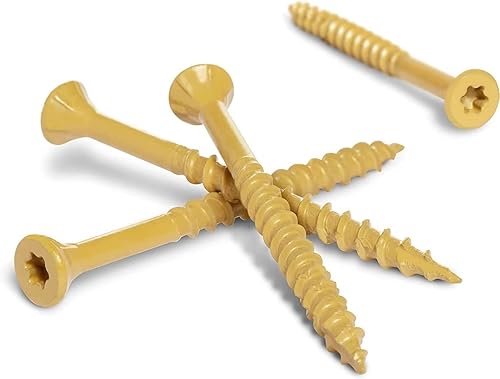 Miniatura 2 de Tornillos para madera #9 x 2" 1 LB Tornillos de cubierta de rosca gruesa estrella cabeza plana resistente a la oxidación broca de bronce recubierto