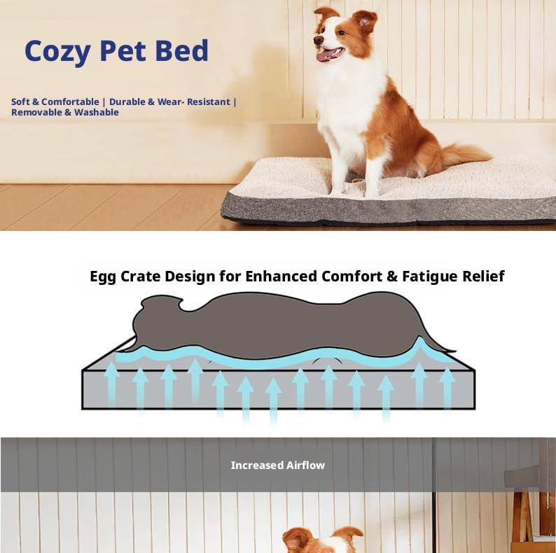 Cozy Pet Bed, Egg Crate Design, Soft & Comfortable, Durable & Wear-Resistant, Removable & Washable, Machine Washable (Black)