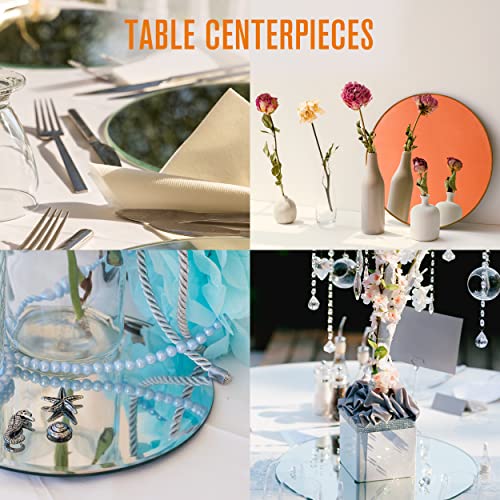 Houseables Mirror Centerpieces, Round Tray, 12 Pk, 10", Glass, For Wedding Table, Party Décor, Reception, Vanity, Craft, Candle Plate Set, Decorative Tiles, Flat, Lightweight Charger, Modern #TOP5