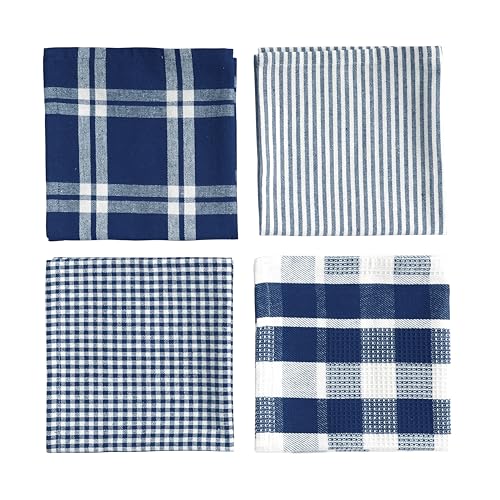 Image of LANE LINEN 100% Cotton Kitchen Dish Cloths, Ultra Soft Absorbent Quick Drying Dish Towels, Multiweave Wash Cloths Dish Towel Sets, 12x12 Inches, 12 Pack - Navy