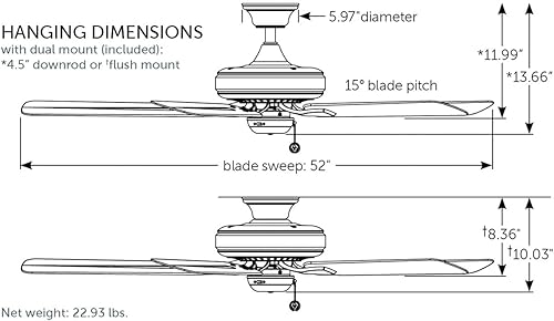 Miniatura 2 de Fanimation FP9052MWW Edgewood Ventilador de techo para exteriores de 52 pulgadas, blanco mate Blanco mate,Negro