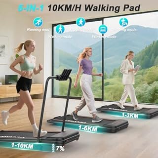 Decorcn Walking Pad Treadmill for Home Foldable, 5 in 1 Treadmills with App Compatible, 10KM/H Under Desk Walking Pads with 7% Incline, Running Machine, Magnetic Remote Control