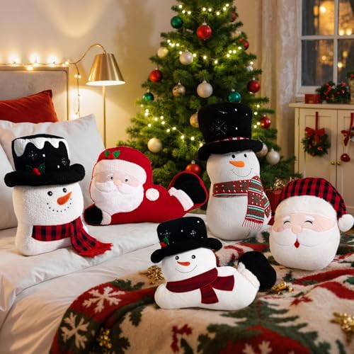 Lanpn 2 Stück Weihnachts Kissen, Schneemann Kissen Weich Schneemannfiguren Kopfkissen Weihnachtskissen dekoratives Schneemannkissen für Geschenk Party Bett Sofa Couch Weihnachten Deko