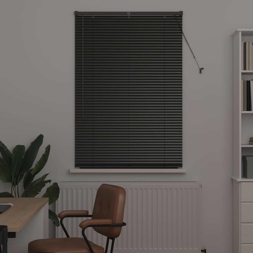 Fensterjalousie Mit Vorhängen Aus Aluminium, Matt Oberfläche, Rollo Verdunkelung, Rollos Für Fenster, Geeignet Für Wohnzimmer Schlafzimmer Büro, Schwarz, 90 x 175 cm