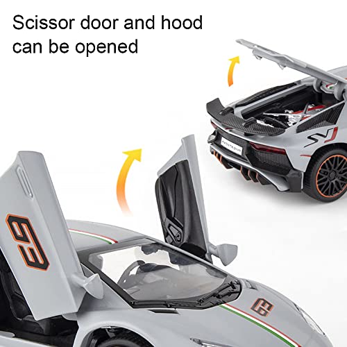 Diecast Car Model Compatible For Lambo Lp780-4 Toy Car, 1/32 Alloy Pull Back Vehicle Toy Car With Sound Light 3 Open Doors, Birthday Gift For Kids Toddlers Boys Girls #TOP3