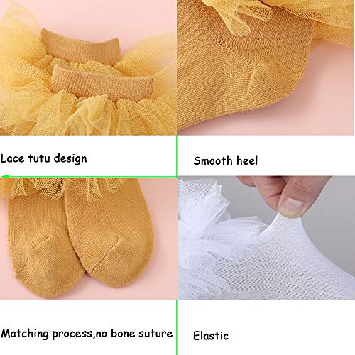 5 Pairs Girl Lace Tutu Socks.Baby toddler Girls Eyelet Turn Cuff Ruffle Lace Socks Triple Lace Dressy Socks 1-8T3
